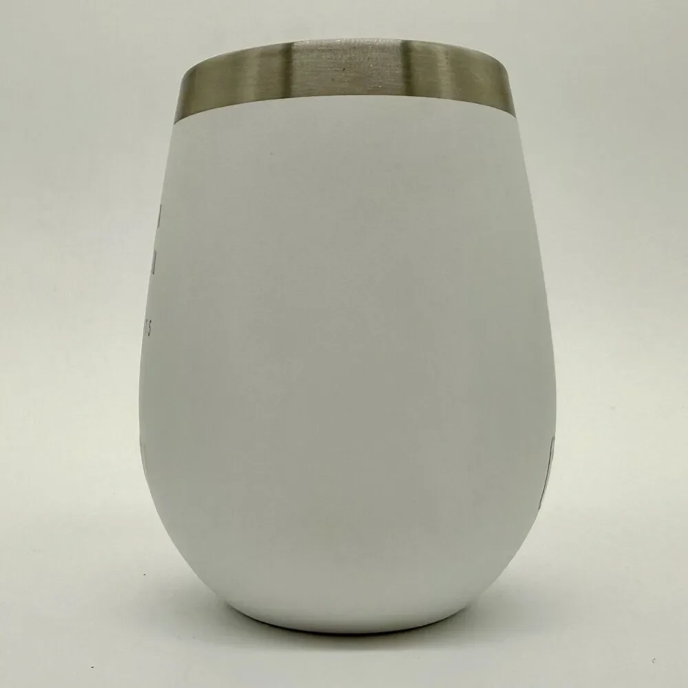 YETI Rambler 10 oz Wine Tumbler White - No Lid -w/Sweatpants Media Logo on Front